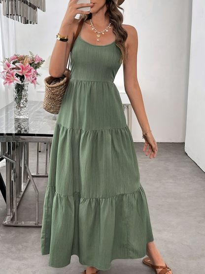 Women's Summer Sleeveless Tie-Bow Dress - Casual Beach Vacation Flowy Maxi Sundress - Image 5