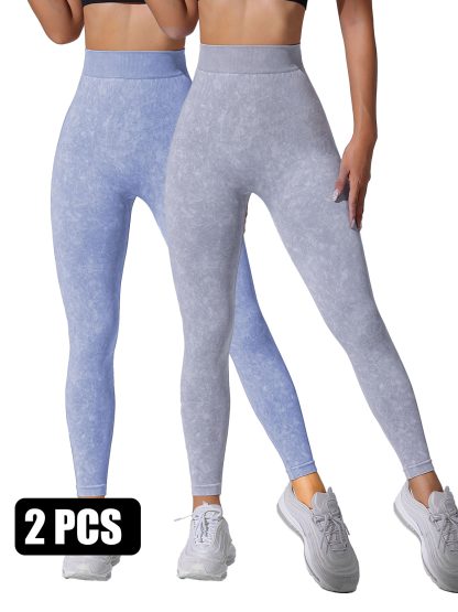 2PACK Sand-washed Seamless Yoga Pants - Image 2