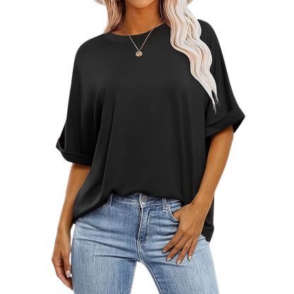 3 Pcs Women Oversized T-Shirt Short Sleeve Crew Neck Tee Tops Summer Casual Loose Tee T-Shirt - Image 9