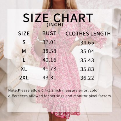 Womens Boho Floral Deep V Neck Smocked Elastic Waist Casual A-Line Swing Mini Dress Sundress - Image 10