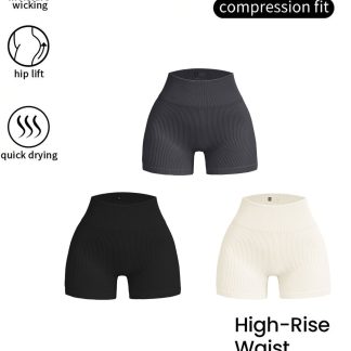 3 Pack Ribbed Soft New Cheap Women's High Waisted Biker Shorts Anti Chafing Slip Shorts Shorts Underwear Yoga Workout Shorts