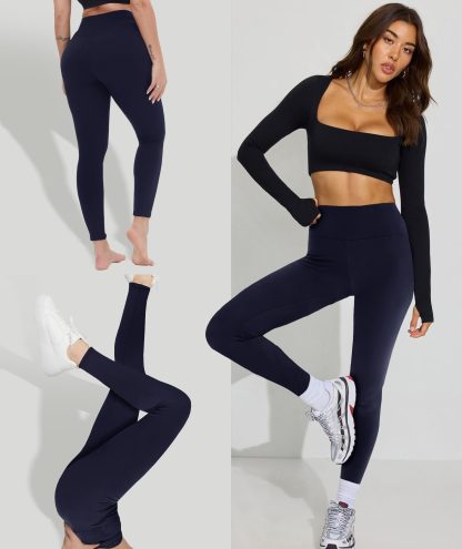 Leggings - Cropped High-waisted Solid Color - Image 5