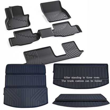Floor Mats & Large Cargo Liners Compatible For 2024 Mazda Cx-90 TPE All Weather 3 Row Floor Liners And Trunk Mat Mats Accessories-Black.-Only Fit 6 & 7 & 8 Seats - Image 4