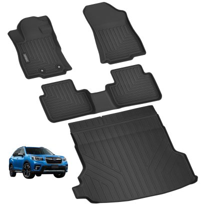 Floor Mats & Cargo Liners Compatible For 2025 Subaru Forester All Weather 2 Row Floor Liners And Trunk Mat Odorless Anti-Slip Rubber Mats-Black - Image 2
