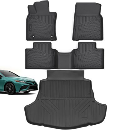Floor Mats & Cargo Liners Compatible For Toyota Camry 2025 -Include Hybrid- All Weather 2 Row Floor Liners And Trunk Mat Mats Accessories-Black. - Image 4
