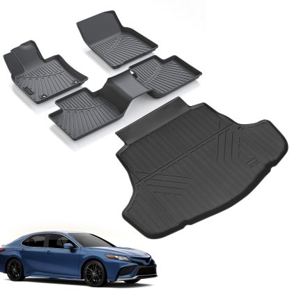 Floor Mats & Cargo Liners Compatible For Toyota Camry 2025 -Include Hybrid- All Weather 2 Row Floor Liners And Trunk Mat Mats Accessories-Black. - Image 5