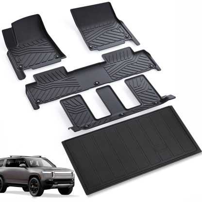 Floor Mats & Cargo Liners Compatible For 2022 2023 2024 Rivian R1S All Weather 3 Row Floor Liners And Trunk Mat Mats Accessories-Black - Image 7