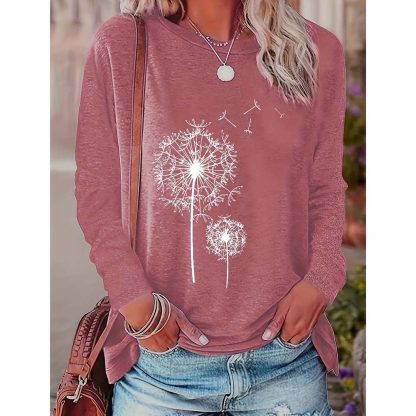 2 Pack Flowers Graphic Long Sleeve Tees Shirts For Women Casual Loose Fitted Tshirts Boho Wildflower Trendy Tops - Image 5
