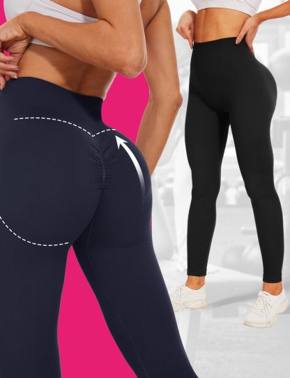 Leggings - Cropped High-waisted Seamless Solid Color - Image 3