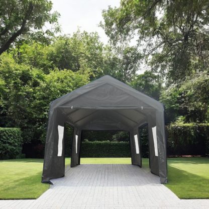 10x20ft Gazebo Party Tent Heavy Duty Canopy Carport Outdoor Portable Garage Grey - Image 6
