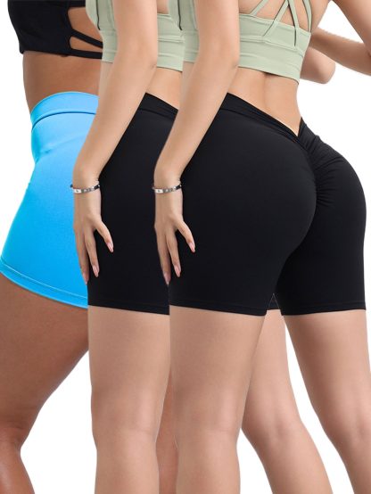 3 Pack High-waisted Butt-lifting Women's Sports Yoga Shorts, Women's Butt Lifting Shorts High Waist Tummy Control Yoga Shorts Ruched Booty Workout Short Leggings - Image 10