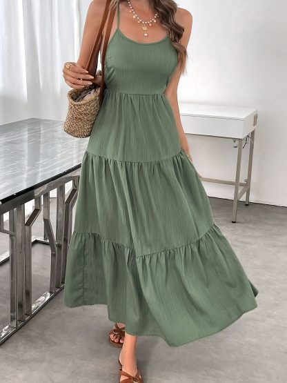 Women's Summer Sleeveless Tie-Bow Dress - Casual Beach Vacation Flowy Maxi Sundress - Image 3