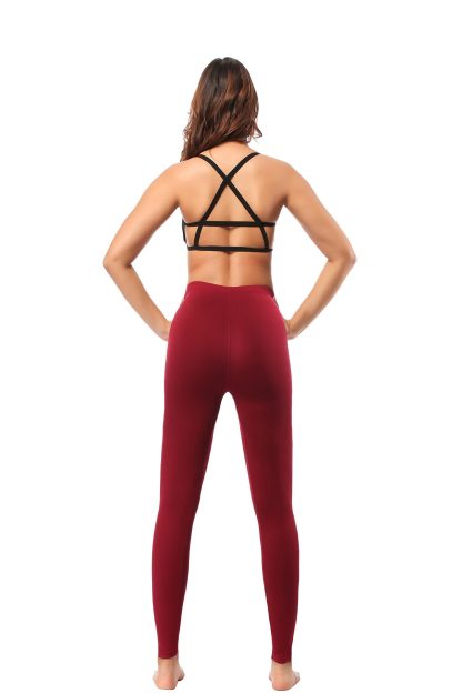 Leggings - Cropped Low-rise Solid Burgundy - Image 5
