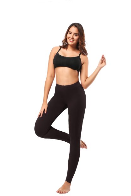 Leggings - Cropped Low-rise Solid Color Coffee - Image 5