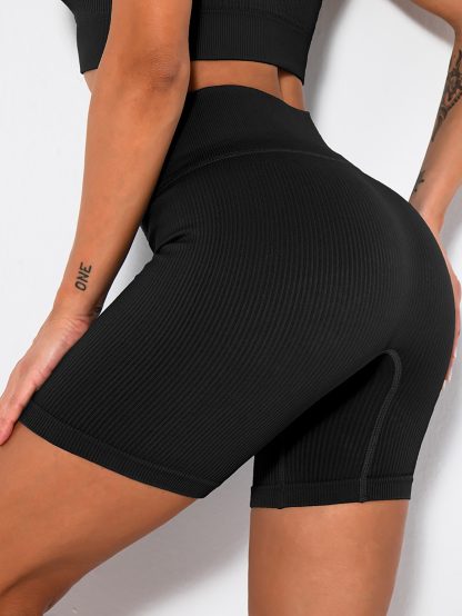 Yoga Shorts Ribbed Seamless Workout High Waist Athletic Leggings Suitable For Yoga Fitness, Workout Shorts Yoga Seamless Ribbed High Waisted Spandex Booty Biker Shorts - Image 10