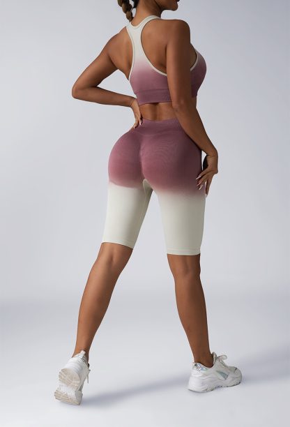 Workout Sets For Women 2 Piece Seamless  Crop Tank High Waist Shorts Yoga Outfits,Workout Outfits For Women 2 Piece Seamless Sport Bra High Waist Yoga Leggings Sets - Image 5