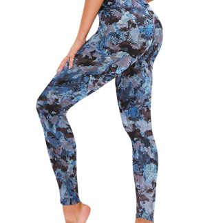 Leggings - Cropped High-rise Print Blue Brown Print