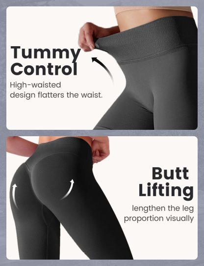 Yoga Pants - Cropped High-waisted Seamless Solid Color Yellow-brown - Image 6