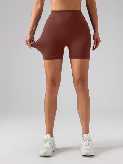 3 Pack Gym Cycling Elastic Tight Breathable V-shaped Hip Sports Shorts New Nylon Yoga Solid Color Seamless Yoga Shorts - Image 10