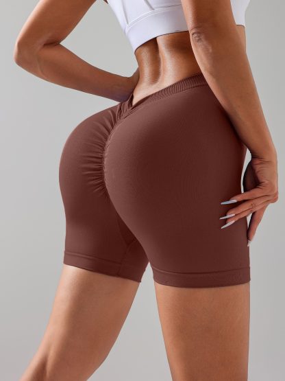 3 Pack Gym Cycling Elastic Tight Breathable V-shaped Hip Sports Shorts New Nylon Yoga Solid Color Seamless Yoga Shorts - Image 8