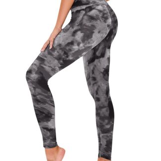 Leggings - Cropped High-rise Print Black Tie-dye