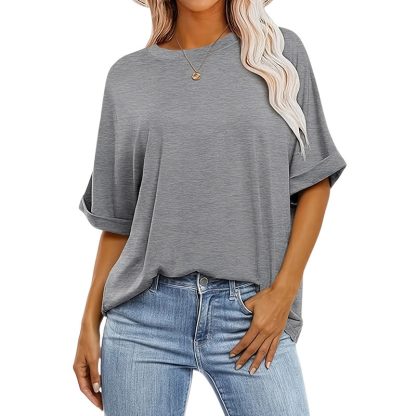 3 Pcs Women Oversized T-Shirt Short Sleeve Crew Neck Tee Tops Summer Casual Loose Tee T-Shirt - Image 2