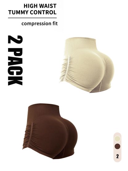 2 Pack Gym Shorts Women, Seamless Yoga Workout Shorts, High-Waisted Scrunch Butt Booty Lifting Athletic Running Shorts - Image 4