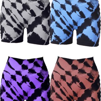4 Pack High-Waisted Yoga Shorts For Women, Fitness Leggings, Moisture-Wicking, Breathable And Stretchy