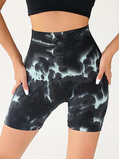 3 Pack Tie-dye High-waisted Butt-lifting Women's Sports Yoga Shorts, Women's Butt Lifting Shorts High Waist Tummy Control Yoga Shorts Seamless Ruched Booty Workout Short Leggings - Image 10