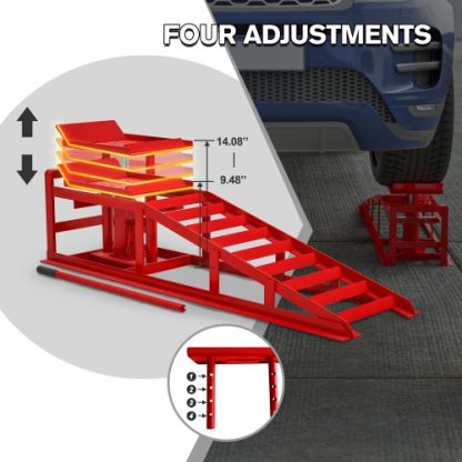 2 Pack Hydraulic Car Ramps 5T 11000lbs Low Profile Car Lift Service Ramps Truck Trailer Garage,Height Hydraulic Vehicle Ramps - Image 3