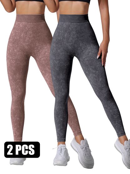 2PACK Sand-washed Seamless Yoga Pants - Image 4