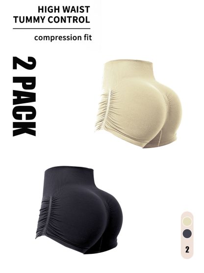 2 Pack Gym Shorts Women, Seamless Yoga Workout Shorts, High-Waisted Scrunch Butt Booty Lifting Athletic Running Shorts - Image 5