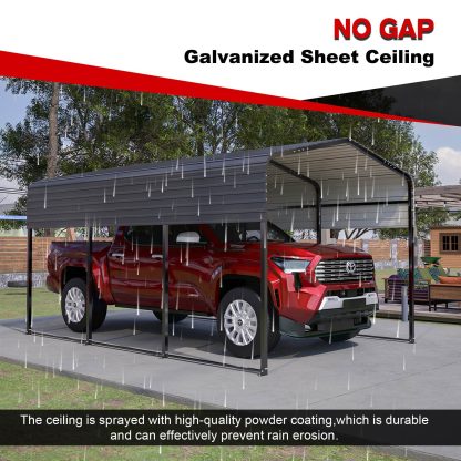 10x15 Ft  Metal Carport Carports With Enhanced Base Heavy Duty Garage Outdoor Galvanized Car Shelter For Car, Boats And Truck - Image 9