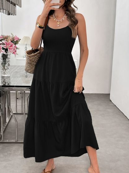 Women's Summer Sleeveless Tie-Bow Dress - Casual Beach Vacation Flowy Maxi Sundress - Image 8