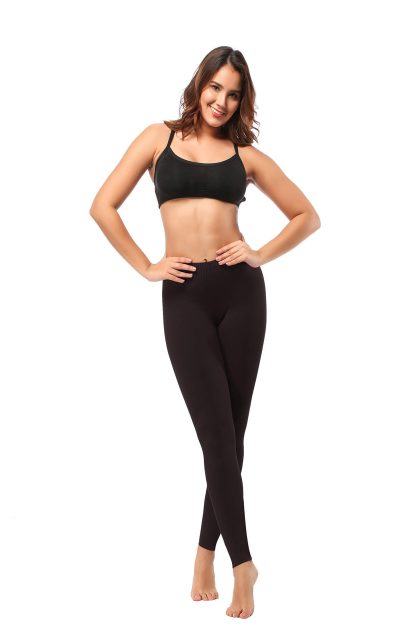 Leggings - Cropped Low-rise Solid Color Coffee - Image 6