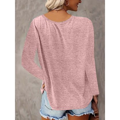 5 Pack Women's Long Sleeve T Shirts, Casual V Neck Tunic Tops Basic Loose Solid Blouses Outfit - Image 7