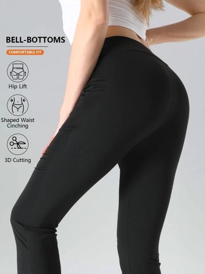 4pcs High-Waisted Flare Sharkskin Leggings Slim Fit, Lightweight & Sculpting Yoga Pants - Image 6