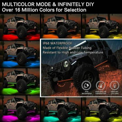 6x Car Underglow Neon Accent Strip Lights Kit RGB Million Multi-Color Music Lamp - Image 10