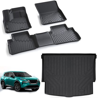 Floor Mats & Cargo Liners Backrest Mats Compatible For 2021-2025 Nissan Rogue All Weather 2 Row Floor Liners And Trunk Mat Anti-Slip Rubber Mats-Blacks - Image 5