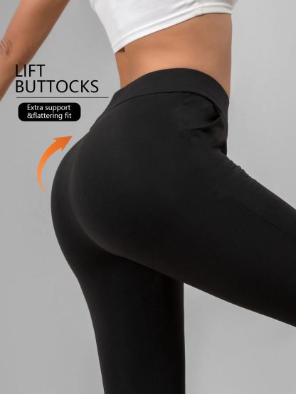 4pcs High-Waisted Flare Sharkskin Leggings Slim Fit, Lightweight & Sculpting Yoga Pants - Image 2