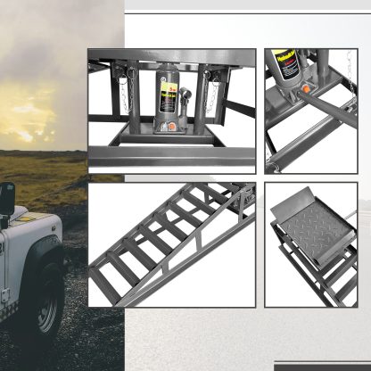 2 Pack Hydraulic Car Ramps 5T 11000lbs Low Profile Car Lift Service Ramps Truck Trailer Garage,Height Hydraulic Vehicle Ramps - Image 4