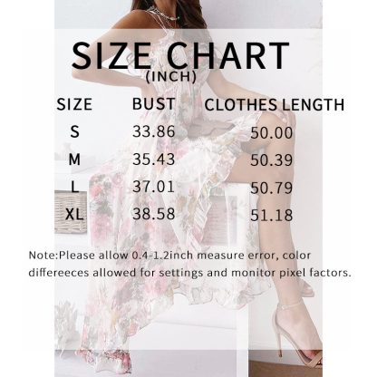 Women's Spaghetti Strap V-Neck Floral Sundress Flowy Fairy Style Summer Dress - Image 6
