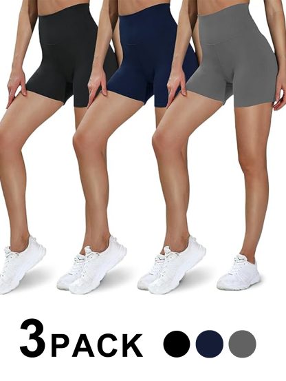 Leggings - 3 Points High Waist, 3 Pairs Of Black, Zhangqing, Dark Gray - Image 3