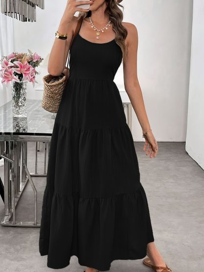 Women's Summer Sleeveless Tie-Bow Dress - Casual Beach Vacation Flowy Maxi Sundress - Image 2