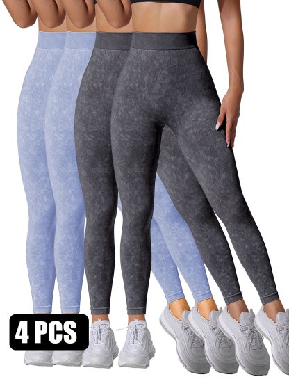 4PACK Sand-washed Seamless Yoga Pants - Image 4