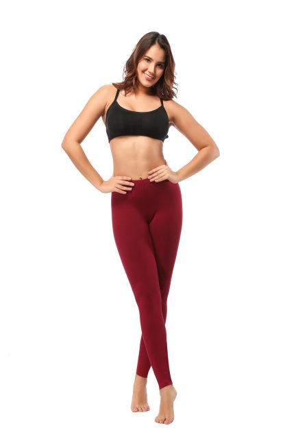 Leggings - Cropped Low-rise Solid Burgundy - Image 4