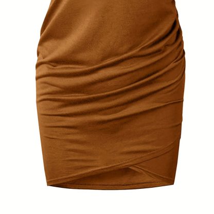 Women's Solid Color Short Sleeve Dress Casual Crew Neck, Everyday Wear - Image 2