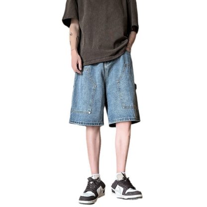 Workwear Denim Shorts Men's Thin Loose Straight Shorts - Image 5