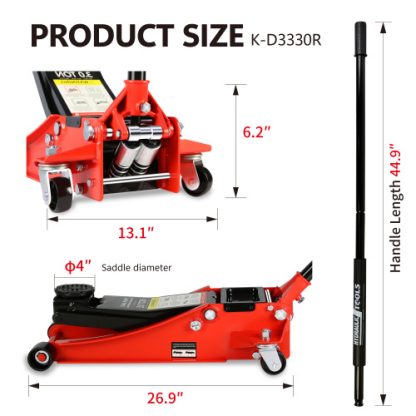 Hydraulic Low Profile Steel Racing Floor Jack With 3 Ton Capacity And Lift Range 3.3 Inches-18.5 Inches Unavailable Platforms- Welfel Temu - Image 3