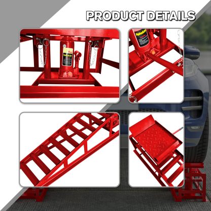 2 Pack Hydraulic Car Ramps 5T 11000lbs Low Profile Car Lift Service Ramps Truck Trailer Garage,Height Hydraulic Vehicle Ramps - Image 2